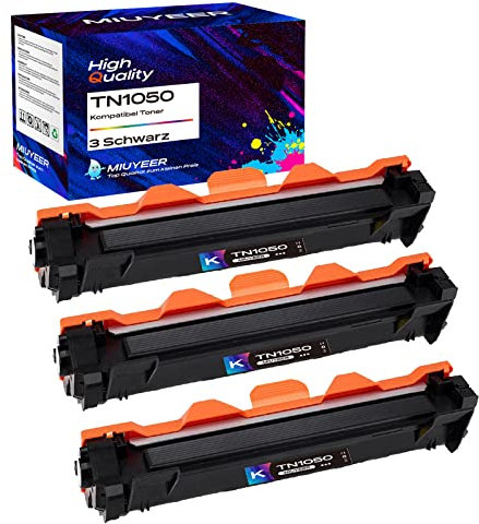 MIUYEER 3 x TN1050 TN-1050 Tonerkartusche Kompatibel Ersatz für Brother TN1050 TN-1050 für HL-1110,HL-1210W,DCP-1510,DCP-1610W,MFC-1810,MFC-1910W