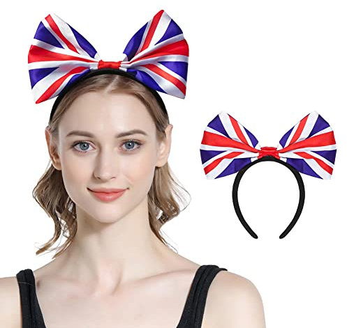 Haarreif 3 Stück Haarband Elastisch Niedlich Weltmeisterschaft Deutschland Frankreich Stirnband GB US Bunt Nationalflagge Kopfschmuck Fußball Party Dekoration Schleife Fußballfan Nationalfeiertag