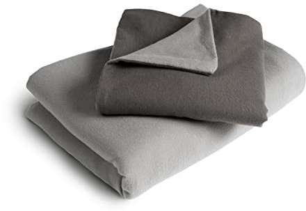 Bodyguard bett1 Flanell Bettwäsche (155x220 cm | 1 x 40x80 cm, zweifarbig, wendbar, Silber & Anthrazit, kuschelig weich, Winterbettwäsche, waschbar bis 60° C, atmungsaktiv, 100% Baumwolle)