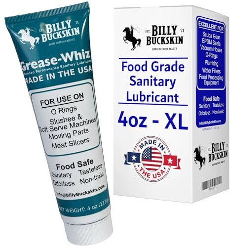 1 x 4 Oz. Tube Grease Whiz Plus, Commercial Food Grade Grease, O Rings Grease for Ice Cream & Slushee Machines, Stand Mixers, Beer Kegs, Water Filters, Pool Filters, Meat Slicers by Billy Buckskin Co.