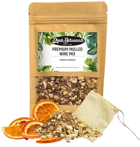 Drink Botanicals Ireland | Premium Mulled Wine Spices Mix Kit | Gluhwein Spice | 100% Natural | Makes 3 Litres of Mulled Wine | 70G Pouch | Easy to Use | Muslin Bag Included | Christmas Hot Wine