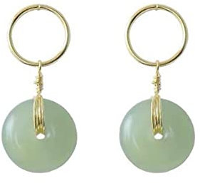 Ohrringe Mädchen Gold, 925 Ohrringe Runde Jade Gold