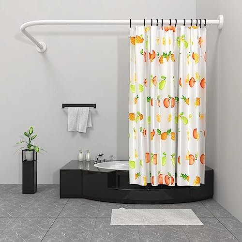 Misounda Asta per Tenda Doccia L Forma, Regolabile Bastone Tenda Doccia Angolare in Acciaio Inox, 75x170 cm Tubo Tenda Doccia con Inox Anelli, per Vasca da Bagno Bagno Spogliatoio Armadio, Forata