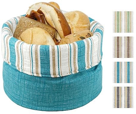 Lashuma Aufbewahrungskorb universal zusammenklappbar, Landhausstil Brötchenkorb Blau