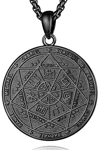 CELESTIA Silber 925 Siegel der Sieben Erzengel Michael Anhänger Amulett Kette Frauen Okkult Alchemie Schmuck Talisman Glücksbringer mit 56cm Edelstahlkette, Esoterik Geschenk
