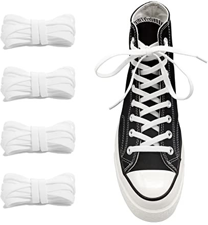 UamGlsob 2 Paar Elastische Schnürsenkel für High Top Sneakerschuhe, 8mm Flache Ersatz Elastisch Schuhbänder für Turnschuhe, Elastic Shoe Laces Shoelaces (White,72/183cm)