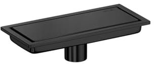 Duschrinne sehr Flach Edelstahl Bodenablauf Badezimmer Ablaufrinne Duschablauf Duschabfluss Duschablaufrinne Badablauf Flache Decke mit Unsichtbarem Aussehen For Küche Bad (Size:10x20cm,Color:schwarz)