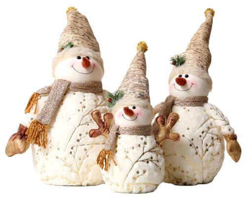 Colcolo 3 Stück Weihnachtsdekoration Schneemann-Puppe, Plüschtier, Kunsthandwerk, Weihnachtsdekoration, Schneemann-Figur für Büro, Festival, Schlafzimmer, Spitzer Hut