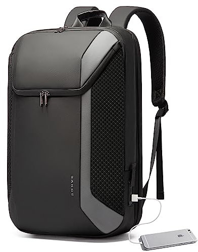 BG FUTURE AESTHETICS BANGE Smart Business Laptop-Rucksack, wasserdicht, passend für 15,6–17,3 Zoll Laptops mit 3.0 USB-Ladeanschluss für Damen und Herren (grau)