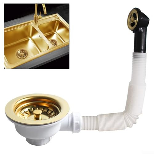 Filtre de vidange d'évier en acier inoxydable avec trop-plein 114 mm, Siphon Évier