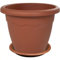 Sicignano | Vaso Rotondo per Fiori Piante + Sottovaso, Plastica Color Terracotta, con Fori di Drenaggio, Resistente agli UV - Esterno Giardino Balcone Terrazzo, Made in Italy (1, Ø60x45h cm)
