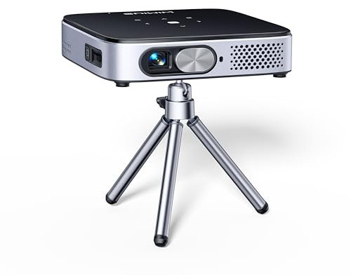 Mini Vidéoprojecteur Rechargeable, DLP Vidéoprojecteur Android 11.0 Portable Ultra Courte Focale, Projecteur WiFi Bluetooth FHD 1080P Supporté Zoom WiMiUS Projecteur WiFi6 Scellé Home Cinéma/Extérieur
