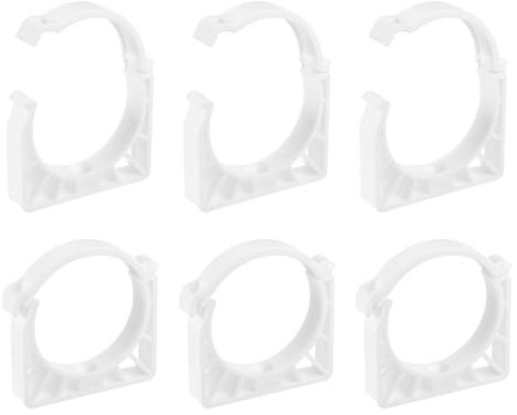 sourcing map 6Pcs PPR Water Pipe Clamps, Plastic U Shaped Pipe Clamps Clips with Fixing Clip Fit for 75mm/2.95 OD Water Pipes and Tubing Hoses Support, White