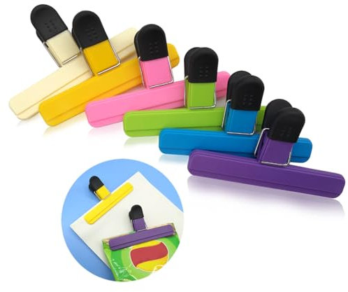 WUGAUWOR Chiudi Sacchetti Colorati Clips in Plastica, 6 Pezzi Grandi Mollette Chiudi Sacchetti, 15.3*8.6cm Clip Chiudi Sacchetti Cucina, Pinze Chiudi Sacchetti, Pane Clip, Clips Sacchetti per Alimenti