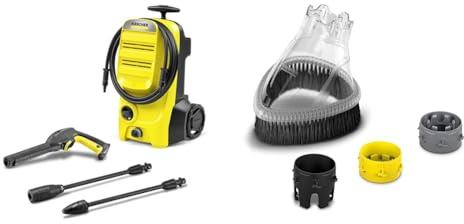 Kärcher Nettoyeur Haute Pression K 4 Classic, Pression : Max. 130 Bar, Débit : 420 l/h & Protection Anti éclaboussures Accessoire pour nettoyeurs Haute Pression, Noir/Transparent