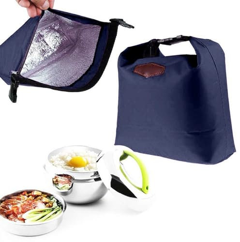 KAREN66 Kühltasche Klein Lunchtasche mit Reißverschluss Mini Kühlbox Einkaufstasche Isoliertasche Wasserdicht Picknicktasche Lunch Bag zur Arbeit Schule Outdoor (Marine)