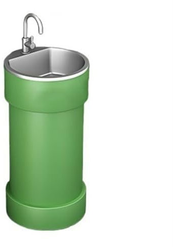 Lavandino con Piedistallo Lavabo da Bagno Rotondo su Piedistallo, Lavabo a Colonna Commerciale Colorato Creativo con Lavello in Acciaio Inossidabile, Lavabo da Bagno Indipendente con Vernice for Cottu