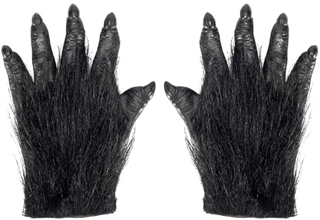 Horrific Halloween Demon Gloves Latex Animal Gorilla Paw Claw Gloves Scary Hairy Hands Werewolf Bear Handwear Zombie Devil Wolf Gloves Hand Covers Fancy Dress Cosplay Carnival Party Costume Props