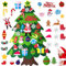 PHISGNIO Filz Weihnachtsbaum, DIY Filz Weihnachtsbaum Kinder Deko mit 32pcs Abnehmbaren Hängenden Ornamenten, Filz Tannenbaum Dekoration für Home Tür Wand