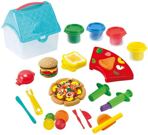PLAY Knetset Sandwich 19-TLG. Tragekoffer 4 Dosen Knete Formen Werkzeug +3J