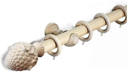 Lister Cartwright 33 mm Ash Artichoke Ball Wood Curtain Poles Fixed Length Premium Quality Curtain Pole Wooden Beautiful Design Rubber Wooden Finials, Ash (Artichoke) 400 cm