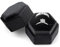 KeyQueen Velvet Ring Box, Wedding Jewelry Box with Double Slots, Hexagon Ring Gift Storage Case, Detachable Lid for Proposal, Engagement, Wedding Ceremony, Valentine's Day (Black)