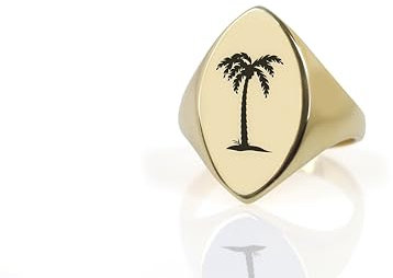 Palmen Siegelring - Benutzerdefinierte Baum Ring - Unisex-Ring - Sommer Vibe Ring - Marquise Geformten Ring