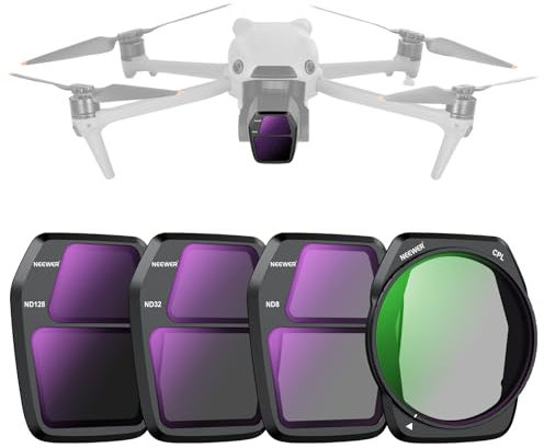 NEEWER ND-Filter-Set, kompatibel mit DJI Air 3S, 4 Stück, ND8 + ND32 + ND128 + CPL Neutraldichte, zirkulärer Polarisator, sicheres Drohnenzubehör, schlankes, mehrfach beschichtetes optisches HD-Glas,