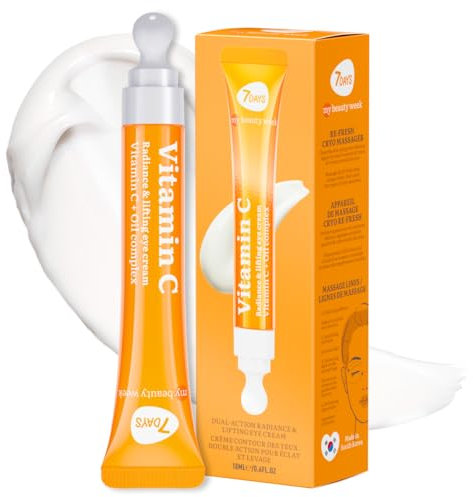 7Days Augencreme mit Vitamin C - Koreanische Hautpflege - Anti-Falten und feuchtigkeitsspendende Augencreme - Entfernung von Taschen und Anti-Aging