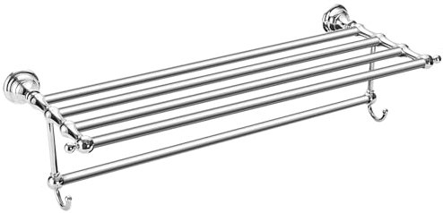 MINGCHI Porta Asciugamani Bagno,60cm Porta Salviette da Parete in Acciaio Inossidabile con 2 Ganci,Design Minimalista per Hotel e Casa,(Cromo)