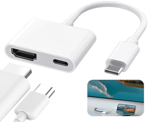 2-In-1 USB C to HDMI Adapter, Type C Converter to 4K-Hdmi with 60W PD Fast Charging, USB Type C Digital AV Adapter for iPhone 16/15 Pro, iPad Pro, MacBook Pro/Air, Samsung Galaxy S24, HUAWEI P4