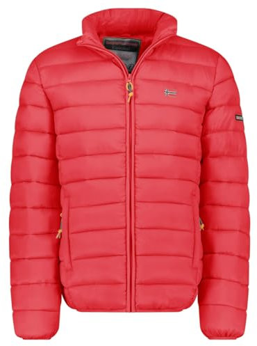 Geographical Norway Amigolor Men Basic - Doudoune Chaude Matelassee Homme Automne Hiver - Veste Manteau Chaud - Blouson Coupe Vent Manches Longues Rembourrage - Hommes (Rouge XL)