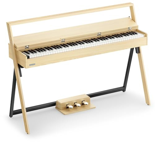Donner OURA R300 88-Tasten schwergewichtetes Keyboard-Piano für Fortgeschrittene, Digitalpiano mit Graduiertem Hammer-Standard-Keyboard, Bluetooth, Halbpedal, 2 x 15W, 256-Polyphonie, Hellholzfarbe