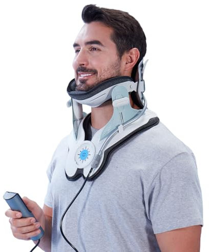 ALLILUYAA Cervical Neck Traction Device, Nackenstrecker mit 3 Power Tractions und 8 Eingebauten Airbags, Nackenretter für Linderung von Nackenschmerzen und zum Schutz