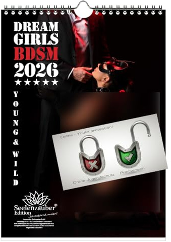 Sexy Dreamgirls BDSM DIN A4 Kalender für 2026 Girls Erotik - Setinhalt: 1x Kalender 1x Weihnachtsanhänger 1x Grußanhänger (gesamt 3 Teile)