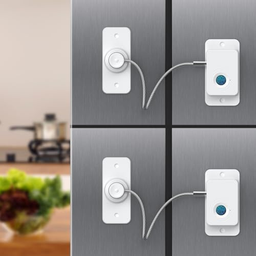 Larimuer Fingerprint Sicherheitsschloss - Kindersicherung & Haustiersicher für Schubladen, Schränke, Backöfen, Toiletten | Intelligente Biometrie & USB-Schlüssel | Schnell Entsperre (2, Weiß)