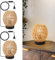 WILON Lampe Wohnzimmer Tischlampe, 2 Stück Rattan Lampenschirm, Kleine Tischlampe mit Stecker, Handgewebte Lampenschirme, E27 Schreibtischlampe Retro, Nachtlicht Lampe für Schalfzimmer, Esszimmer