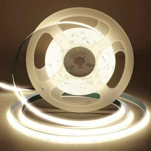 TK99SW COB LED Streifen 4M Neutralweiß, 24V LED Strip 4000K, mit RF Fernbedienung und Netzteil, 8mm Breit für Schlafzimmer, TV, Küche, Wohnzimmer, DIY, Lichtband Selbstklebend