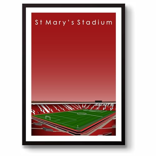 GroundDesigns SOUTHAMPTON FC St Mary's Stadium Wall Art | Football Gift | Unframed A3 Print