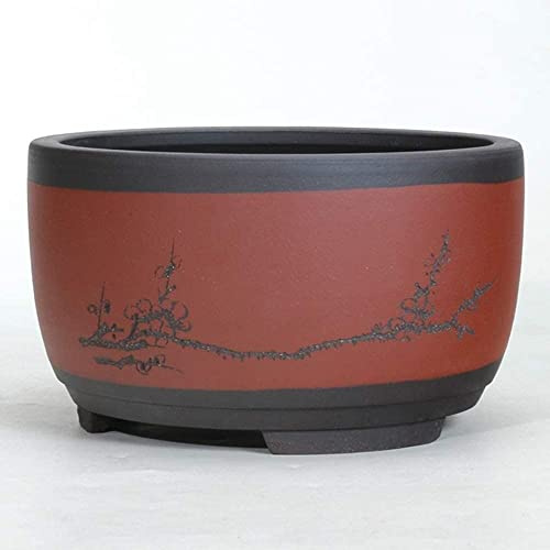 Grande vaso cinese in ceramica dipinta a mano, per interni/esterni, con foro di drenaggio, per fiori e piante grasse, contenitore da 25,5 cm, colore: rosso