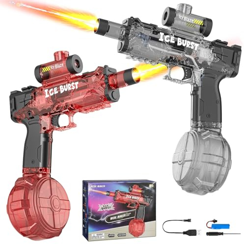 Elektrische Wasserpistole für Kinder Erwachsene, Vollautomatische Spritzpistole mit LED-Licht & Sound, 360ml Tank & 8m Reichweite, USB Akku Water Gun Spielzeug für Sommer Garten Pool Strand
