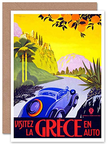 Wee Blue Coo TRAVEL VISIT GREECE BY CAR SUN FRANCE BIRTHDAY BLANK GREETINGS CARD
