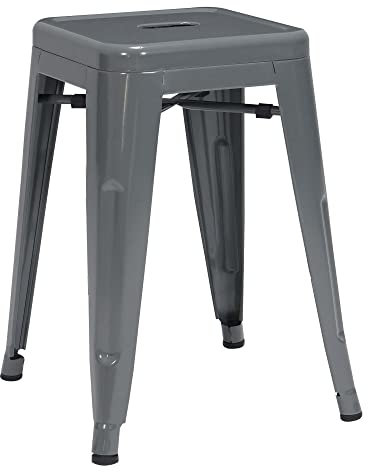 Duhome Metall Hocker 46cm Barhocker, Sitzhöhe 46cm Tresenhocker, Stapelbar Eisen Bistrohocker im Industry Design, Grau