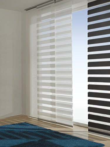 Easy-Shadow - 6 Sets Hochwertiger Schiebevorhang Flächenvorhang mit Doppelrollo-Optik Breite 60 x 245 cm Höhe - 60x245 cm anthrazit - Duo Fensterjalousie Schiebegardine passend für Gardinenschienen Vorhangschienen Gardinenbretter Laufschienen Deckenleiste - inkl. Aluminiumprofil und Gleiter