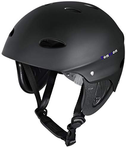 Tontron Classic Wakeboard Kajak Kite Surf Wassersporthelm (Schwarz, Large)