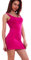 Toocool Vestido Mujer Corto, Vestido Corto de Fiesta de Algodón de Verano para Mujer, Vestido Elástico de Verano para Mujer, Dress Negro de Fiesta y de Verano CC-1246 [Talla única, Fuxia]