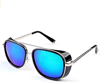 Inception Pro Infinite - Iron Man Sonnenbrille - Steampunk - Tony Stark - Mann - Unisex - Retro - Silberrahmen - dunkelgrüne Linse - Weihnachts - und Geburtstagsgeschenkidee