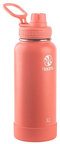 Takeya Actives Insulated Isolierte Wasserflasche, Edelstahl, Koralle