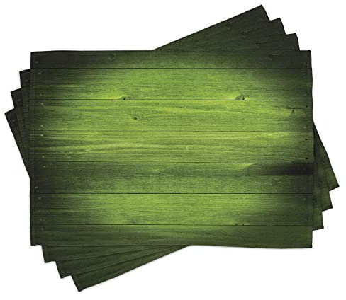 ABAKUHAUS Waldgrün Platzmatten, Horizontale hölzerne Planken raues Eichen-Holzstruktur-Oberflächenbeschaffenheits-Bild, Tiscjdeco aus Farbfesten Stoff für das Esszimmer und Küch, Schwarz Grün