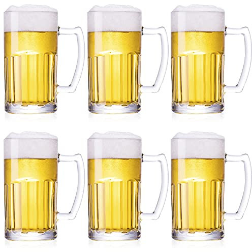 TUSAPAM Lot de 6 grands verres à bière lourds avec poignée – Piers en verre de 590 ml, verres à bière classiques